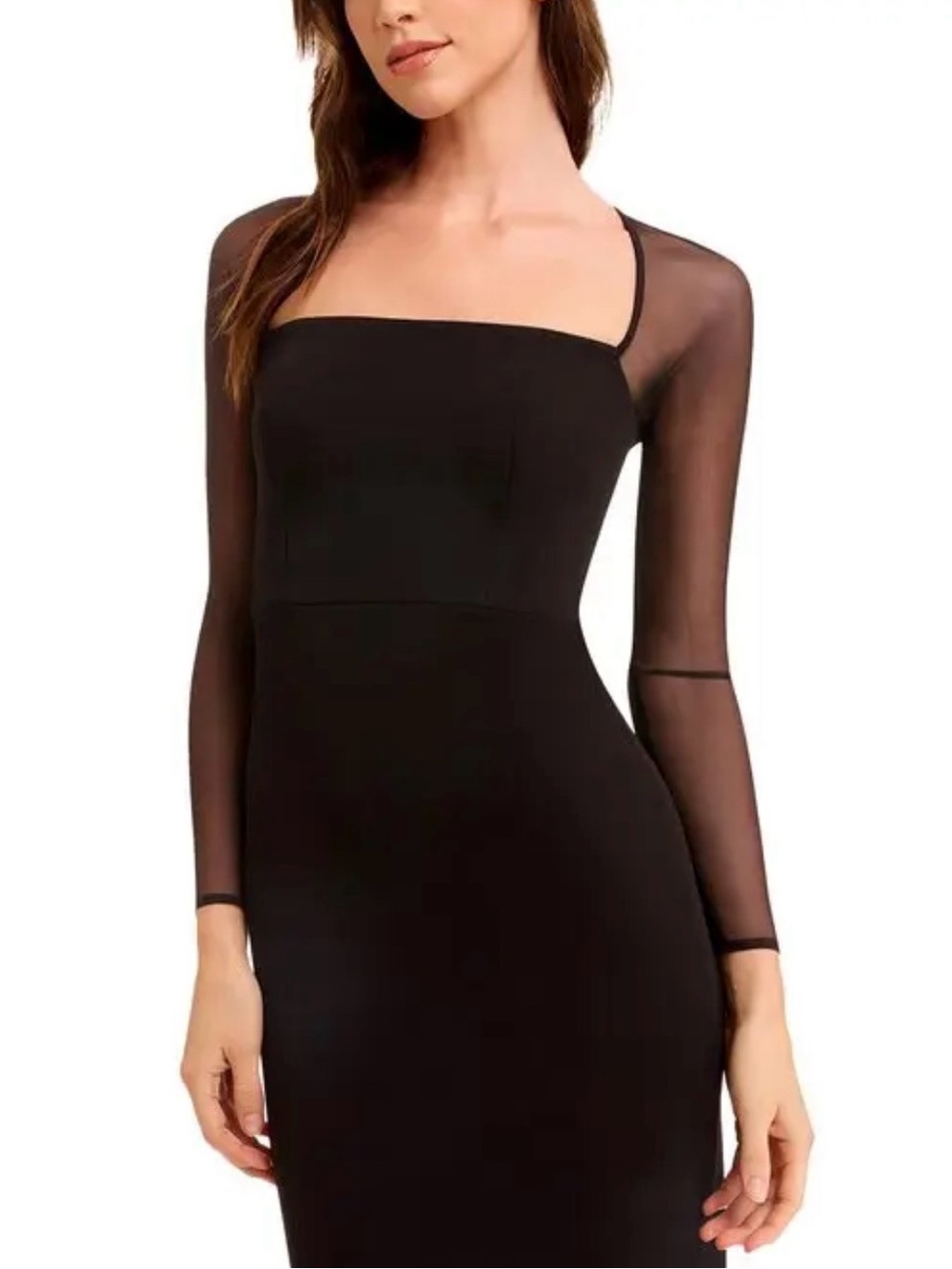 Dress the Population Black Mesh Sleeve Maxi Dress‎
